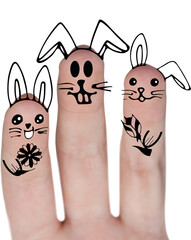 Digitally generated image of fingers painted as Easter bunny 