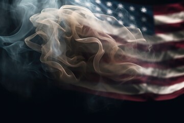 Fototapeta premium The American Flag Over A Smoke Pattern Generative AI