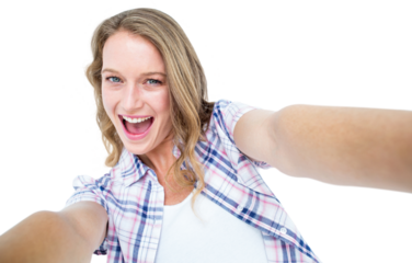 Happy hipster smiling at camera