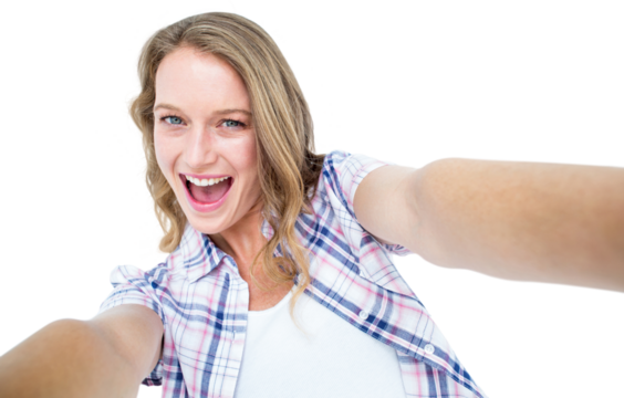 Happy hipster smiling at camera 
