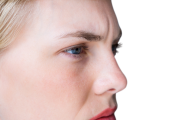 Close up of nervous blond woman 