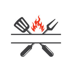 bbq grill logo icon design vector - obrazy, fototapety, plakaty