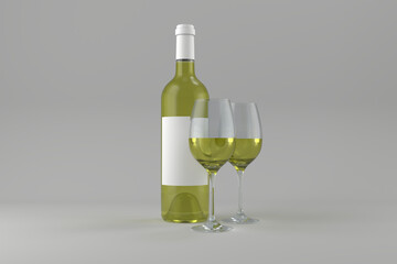 Wine bottle and glasses