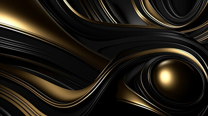 Black abstract background lines technological geometric modern dynamic shape with gold.