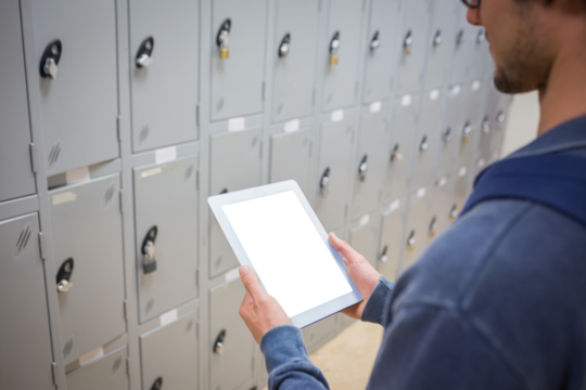 Cropped image of man holding digital tablet - Powered by Adobe