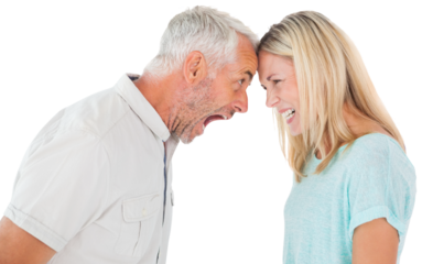 Unhappy couple having an argument 