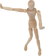 3d image of wooden figurine gesturing