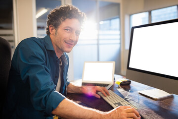 Portrait of happy businessman