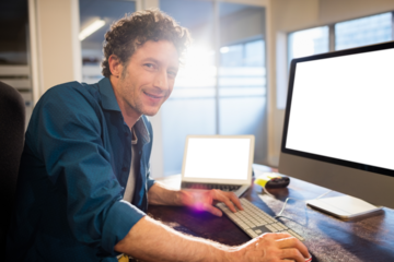 Portrait of happy businessman