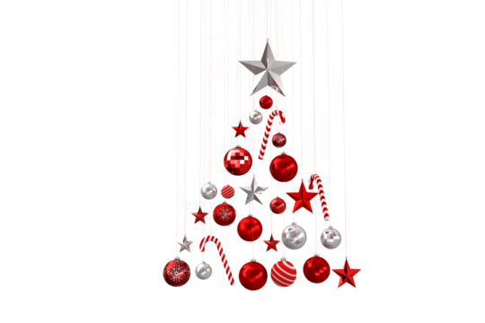 Christmas tree shape of baubles