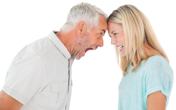 Unhappy couple having an argument 