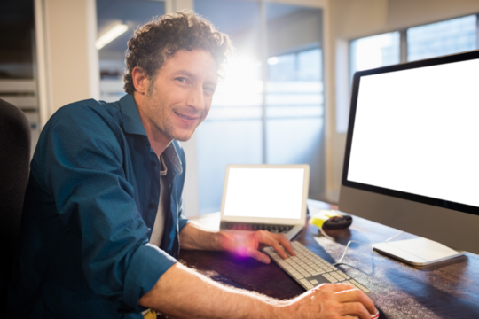 Portrait of happy businessman