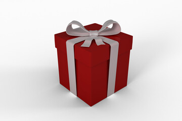 Red gift with white bow