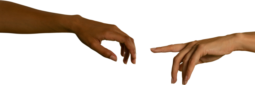 Close up view of two hands