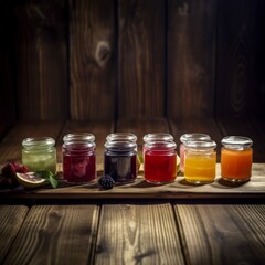 Fototapeta na wymiar A centered shot of jams of different flavors ai generative illustration