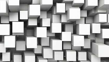 random shifted white cube boxes block background wallpaper banner 
