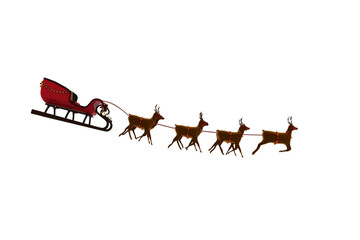 Digitally generated image of sleigh with reindeer
