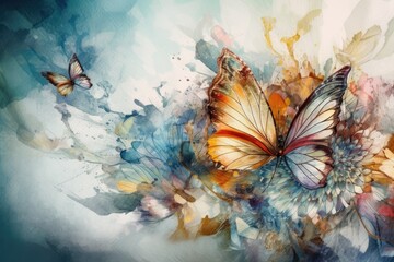 Obraz na płótnie Canvas colorful swarm of butterflies in flight. Generative AI
