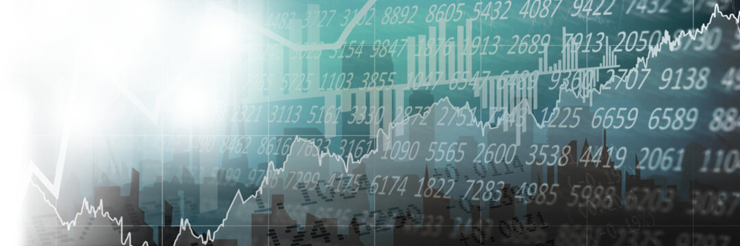 Digital image of graphs and numbers on green screen