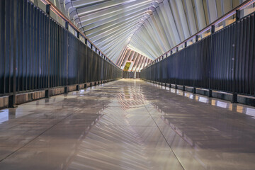 Corridor way on the destination travel bridge. The photo is suitable to use for travel destination background and traveling content media.