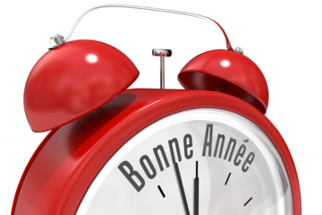 Bonne annee in red alarm clock