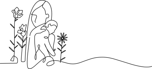 Mothers day fine line art illustration