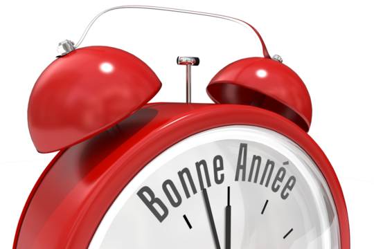 Bonne annee in red alarm clock