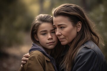 Fototapeta premium Shot of a happy senior woman spending quality time with her daughter outdoors Generative AI