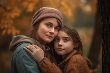 Fototapeta premium Shot of a happy senior woman spending quality time with her daughter outdoors Generative AI