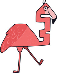 Flamingo with zigzag neck