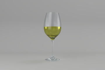 Green wine glass on gray background
