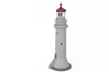 Tall lighthouse over white background