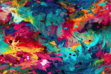 abstract painting with bold and vibrant colors. Generative AI