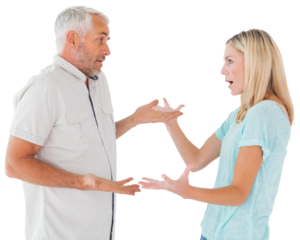 Unhappy couple having an argument 