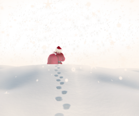 Santa walking in the snow