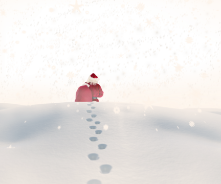 Santa walking in the snow
