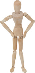 3d illustration of wooden figurine standing with hands on hip