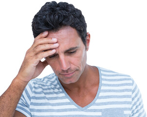 Upset man with hand on forehead