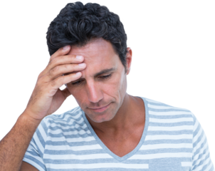 Upset man with hand on forehead
