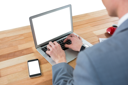 Businessman using digital laptop