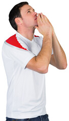 Nervous football fan in white