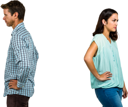 Frustrated couple ignoring each other