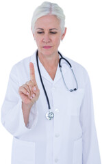 Female doctor touching invisible screen
