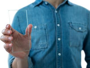 Man using futuristic mobile phone