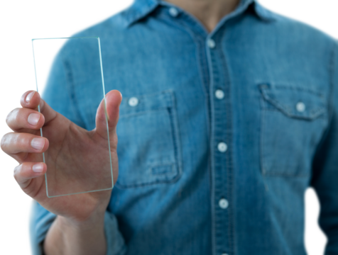Man using futuristic mobile phone