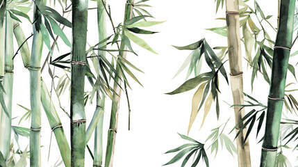Tropical bamboo palm leaf Wallpaper, Luxury nature leaves pattern design, Hand drawn watercolor design for fabric, print, cover, banner and invitation, Generative AI - obrazy, fototapety, plakaty