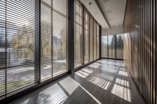 Slate, a canopy, a clearstory window, or a venetian blind can be found on a building's exterior. That building's construction can be adjusted, closed, or opened to let sunlight or natural light enter
