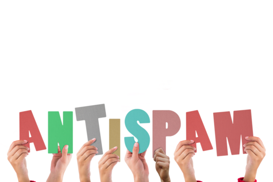 Colorful alphabet spelling antispam held up by people  - Powered by Adobe