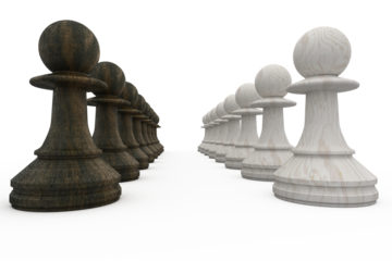 Black and white pawns facing off