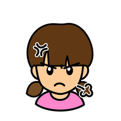 ブログで使えるアイコン　ベクター版　女性02ツインテール　怒り顔
